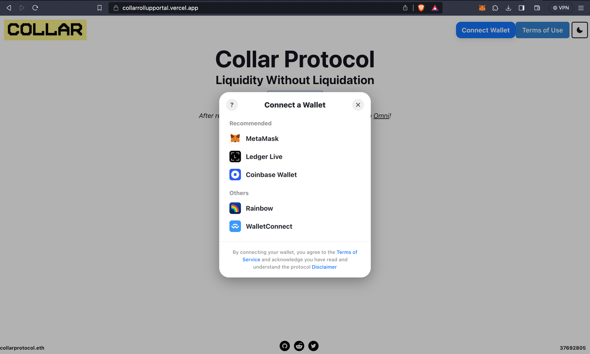 Connect Your Wallet on Collar Protocol