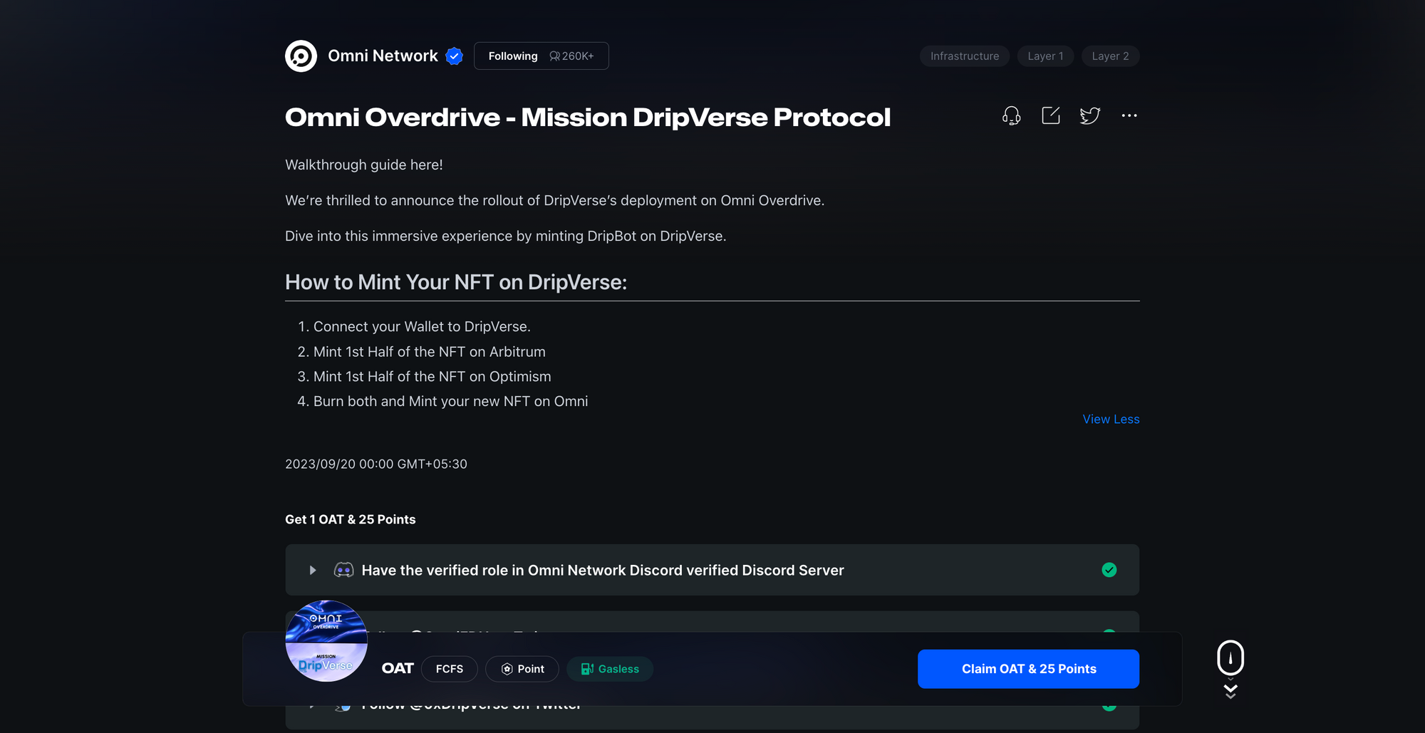 Claim Your Omni Overdrive - Mission DripVerse Protocol OAT from Galxe