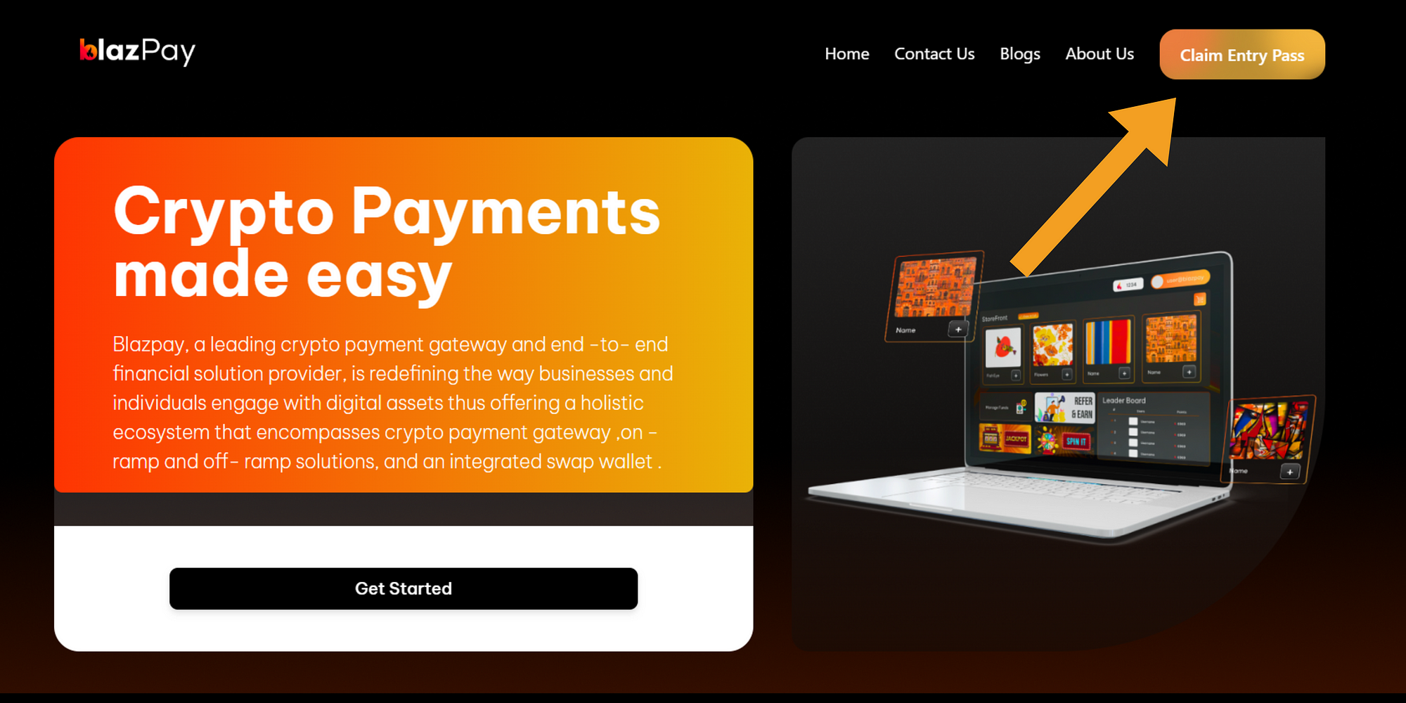Head over to Blazpay and click on claim Entrypass.